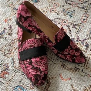 Kate Spade Pink Brocade Loafers